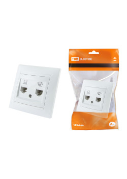 Розетка телефонная RJ11 + компьютерная RJ45 белая 