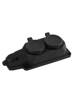 Колодка удлинителя 2-м с заземл. 16А IP44 K-2e-B-IP44 каучук черн. Эра Б0044544