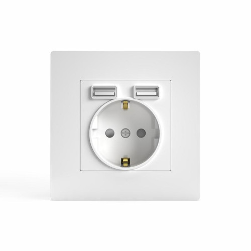 Розетка 1-м СП Pixel с заземл. с 2-мя заряд. устр. USB тип A+C IP20 механизм бел. TOKOV ELECTRIC TKE-PX-R1U2AC-C01