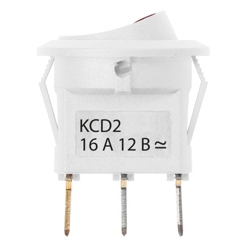 Выключатель клавишный круглый KCD2-101N-2 12В AC/DC, 1P, 16А, (3с), ON-OFF, белый с красной точечной LED подсветкой TDM Выключатель клавишный круглый KCD2-101N-2 12В AC/DC, 1P, 16А, (3с), ON-OFF, белый с красной точечной LED подсветкой TDM