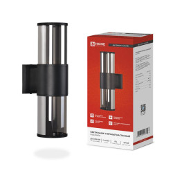 Светильник SMOKY-2хA60-BL E27 IP65 под лампу 2хA60 НБУ уличный настенный двусторонний алюм. черн. IN HOME 4690612052908