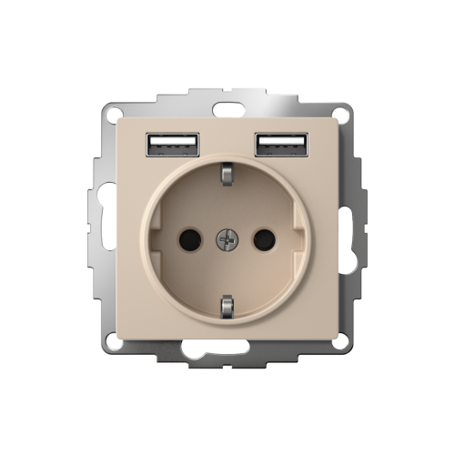 ATLASDESIGN РОЗЕТКА 16А c 2 USB A+A, 5В/2,4А, 2х5В/1,2А, механизм, ПЕСОЧНЫЙ ATLASDESIGN РОЗЕТКА 16А c 2 USB A+A, 5В/2,4А, 2х5В/1,2А, механизм, ПЕСОЧНЫЙ