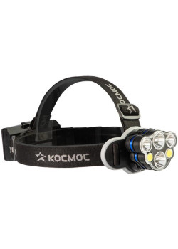 Фонарь налобный 2х4Вт T6 2х2Вт XPE 2x2Вт COB /Li-ion 2х1200мА.ч ABS пластик КОСМОС (KOC852Lit)