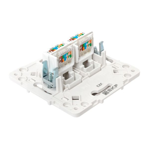 Стокгольм Механизм розетки RJ-45 2-местной белый EKF Стокгольм Механизм розетки RJ-45 2-местной белый EKF