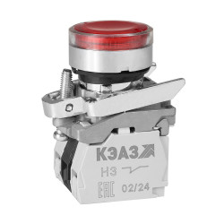 Кнопка КМЕ4610мЛС-220В-красный-1но+0нз-цилиндр-индикатор-IP65-КЭАЗ