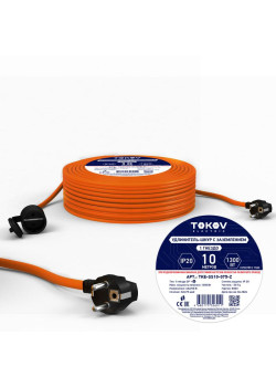 Удлинитель-шнур 1х10м с заземл. 6А IP20 3х0.75 TOKOV ELECTRIC TKE-SS10-075-Z