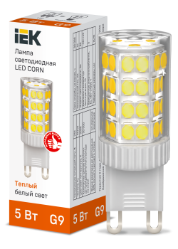 Лампа светодиодная CORN капсула 5Вт 230В 3000К керамика G9 IEK