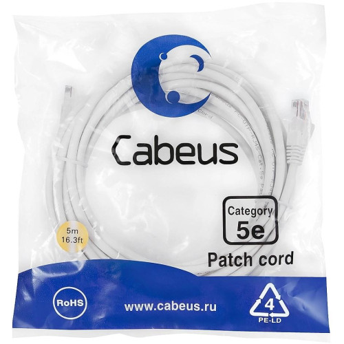 Cabeus PC-UTP-RJ45-CAT.5E-5M-WH