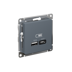 ATLASDESIGN USB РОЗЕТКА А+С, 5В/2,4А, 2х5В/1,2А, механизм, ГРИФЕЛЬ
