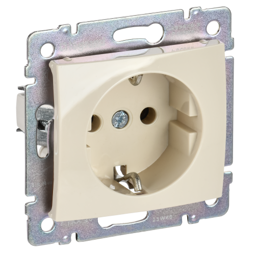 VALENA DIY Розетка 1-местная с заземлением с защитными шторками 16А слоновая кость