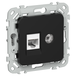 FLITE Розетка 2-местная RJ45/TV категория 5Е UTP РКТВ5е-2-0-ФлЧ черный IEK