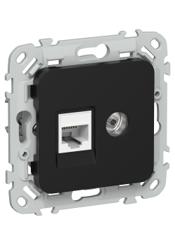 FLITE Розетка 2-местная RJ45/TV категория 5Е UTP РКТВ5е-2-0-ФлЧ черный IEK