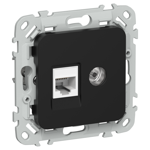 FLITE Розетка 2-местная RJ45/TV категория 5Е UTP РКТВ5е-2-0-ФлЧ черный IEK