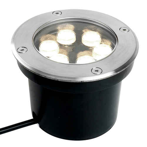 Светодиодный светильник тротуарный (грунтовый) Feron SP2802, 6W, AC/DC12-24V, низковольтный, 4000К, металлик, D120*H90mm, вн.диаметр: 90m, IP67