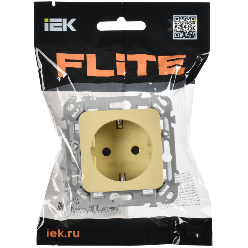 FLITE Розетка с заземлением с защитными шторками безвинтовое крепление 16А РСш11-1-ФлН навахо IEK FLITE Розетка с заземлением с защитными шторками безвинтовое крепление 16А РСш11-1-ФлН навахо IEK