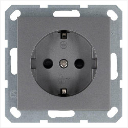 Розетка 1-м Shuko 16А IP20 с заземл. защ. шторки механизм алюм. Jasmart G5501S