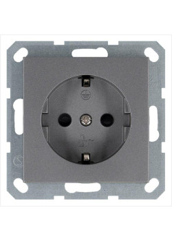 Розетка 1-м Shuko 16А IP20 с заземл. защ. шторки механизм алюм. Jasmart G5501S