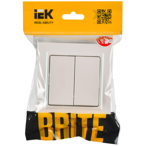 BRITE Выключатель 2-клавишный 10А в сборе ВСР10-2-0-БрЖ жемчуг IEK BRITE Выключатель 2-клавишный 10А в сборе ВСР10-2-0-БрЖ жемчуг IEK