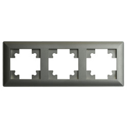 Рамка STEKKER, PFR00-7003-06 3-местная, пластик, серия Катрин, графит
