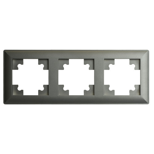 Рамка STEKKER, PFR00-7003-06 3-местная, пластик, серия Катрин, графит