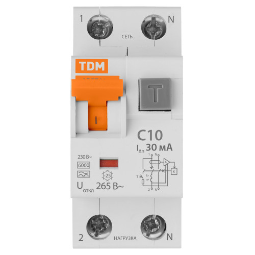 АВДТ 64 2Р(1P+N) C10 30мА тип А защита 265В - Автоматический Выключатель Дифференциального тока TDM АВДТ 64 2Р(1P+N) C10 30мА тип А защита 265В - Автоматический Выключатель Дифференциального тока TDM