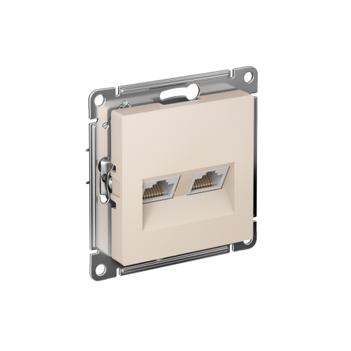 ATLASDESIGN РОЗЕТКА двойная компьютерная RJ45+RJ45 кат. 5e, механизм, БЕЖЕВЫЙ