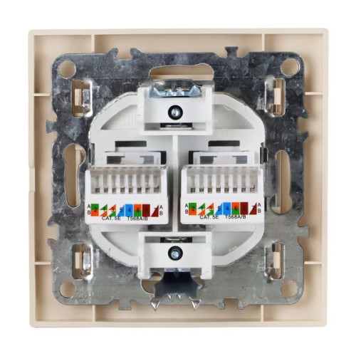 Минск Розетка RJ-45 2-местная СП беж. EKF Минск Розетка RJ-45 2-местная СП беж. EKF