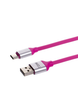 Дата-кабель, ДК 20, USB - USB Type-C, 1 м, силиконовая оплетка, розовый, TDM