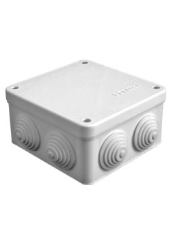 Коробка распределительная ОП 105х105х56мм IP54 7 выходов 4 гермоввода крышка на винтах сер. Epplast 110042