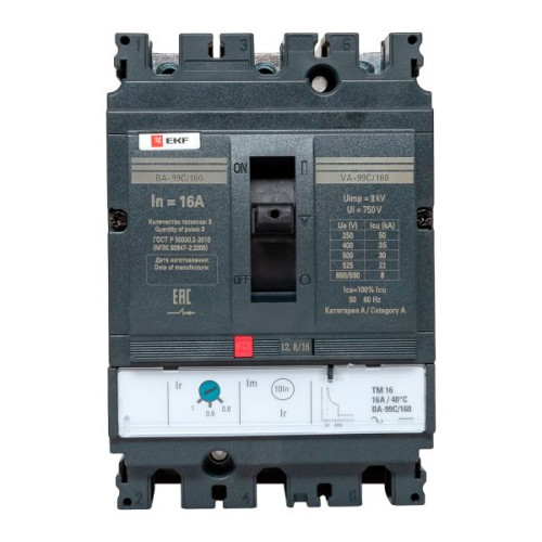 ВА-99C 160/16А 3P 35кА с термомагнитным расцепителем EKF