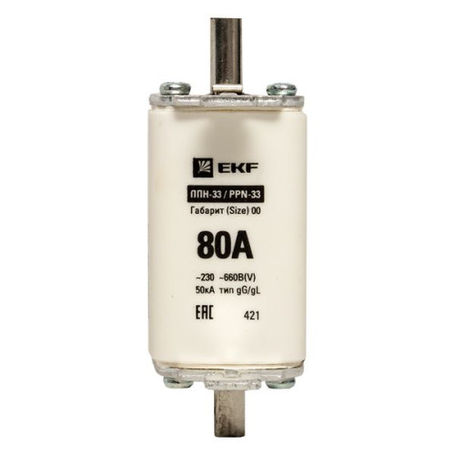Плавкая вставка ППН-33 160/80А габарит 00 EKF Плавкая вставка ППН-33 160/80А габарит 00 EKF