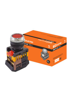 Кнопка ABLFS-22 красный d22мм неон/230В 1з+1р TDM