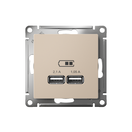 ATLASDESIGN USB РОЗЕТКА A+A, 5В/2,1А, 2х5В/1,05А, механизм, ПЕСОЧНЫЙ ATLASDESIGN USB РОЗЕТКА A+A, 5В/2,1А, 2х5В/1,05А, механизм, ПЕСОЧНЫЙ