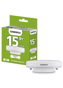 Лампа светодиодная T80 таблетка 15Вт 230В 4000К GX53 GENERICA