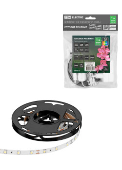 Комплект светодиодной ленты SMD5050-30 LED/м-12 В-7,2 Вт/м-IP65-RGB (1 м), 12 Вт, IR-контроллер TDM