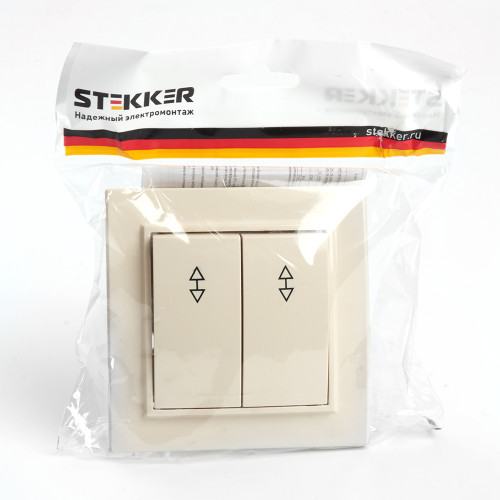 Переключатель 2-клавишный STEKKER PSW10-9008-02, 250В, 10А, серия Эрна, слоновая кость Переключатель 2-клавишный STEKKER PSW10-9008-02, 250В, 10А, серия Эрна, слоновая кость