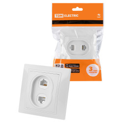 Розетка телефонная RJ11 + компьютерная RJ45 белая 