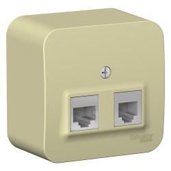 BLANCA О/У РОЗЕТКА двойная: комп.RJ45, кат.5E + телеф. RJ11, ИЗОЛ.ПЛ., БЕЖЕВЫЙ