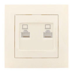 Валенсия розетка компьютерная RJ-45 2-местная кремовая EKF