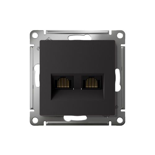 ATLASDESIGN РОЗЕТКА двойная компьютерная RJ45+RJ45 кат. 6А, механизм, КАРБОН