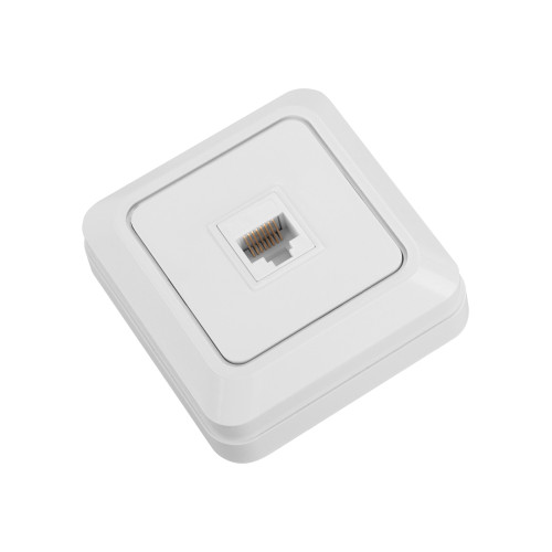 Розетка компьютерная (RJ-45) открытой установки IP20, белая Розетка компьютерная (RJ-45) открытой установки IP20, белая