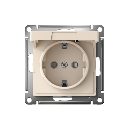 ATLASDESIGN РОЗЕТКА с заземлением со шторками с крышкой,16А,IP20, мех.,быстрозажим. клем., БЕЖЕВЫЙ