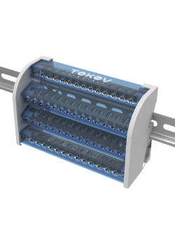 Шина на DIN-рейку в корпусе (кросс-модуль) 4 группы по 15 отверстий 125А TOKOV ELECTRIC TKE-DBTB-125-4-15/3L+PEN