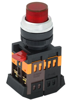 Кнопка ABLFP-22 d22мм 1з+1р 240В неон кр. IEK BBT20-ABLFP-K04