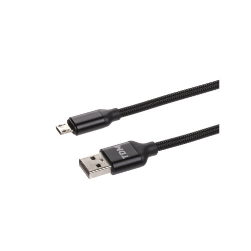 Дата-кабель, ДК 7, USB - micro USB, 1 м, тканевая оплетка, черный, TDM Дата-кабель, ДК 7, USB - micro USB, 1 м, тканевая оплетка, черный, TDM