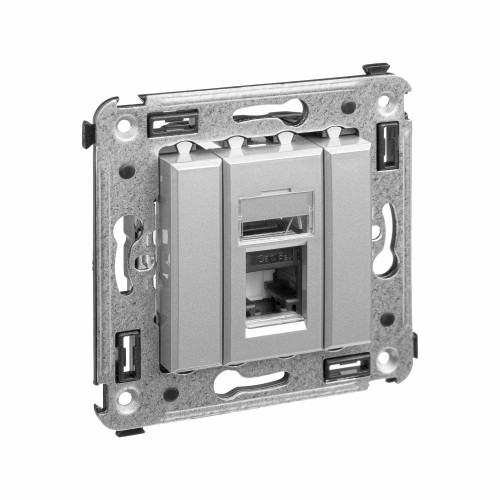 Компьютерная розетка RJ-45 в стену, кат.5e одинарная, Avanti, закаленная сталь Компьютерная розетка RJ-45 в стену, кат.5e одинарная, Avanti, закаленная сталь