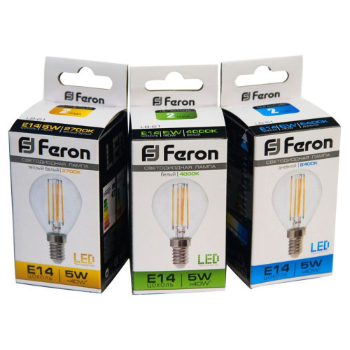 Лампа светодиодная Feron LB-61 Шарик E14 5W 230V 2700K Лампа светодиодная Feron LB-61 Шарик E14 5W 230V 2700K