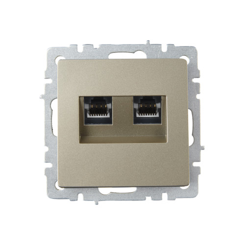 BRITE Розетка компьютерная двойная RJ45 кат.6 РК11-2-БрШ шампань IEK BRITE Розетка компьютерная двойная RJ45 кат.6 РК11-2-БрШ шампань IEK