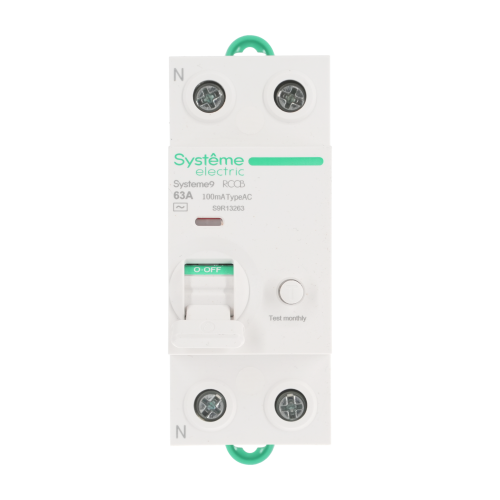 Systeme9 Выключатель дифференциального тока (ВДТ) 63A 2P 100мА Тип-AC 230В Systeme9 Выключатель дифференциального тока (ВДТ) 63A 2P 100мА Тип-AC 230В