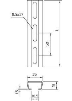 Профиль перфорированный 35х18 L600 1.5мм 2068 L600 FT гор. оцинк. OBO 1119684